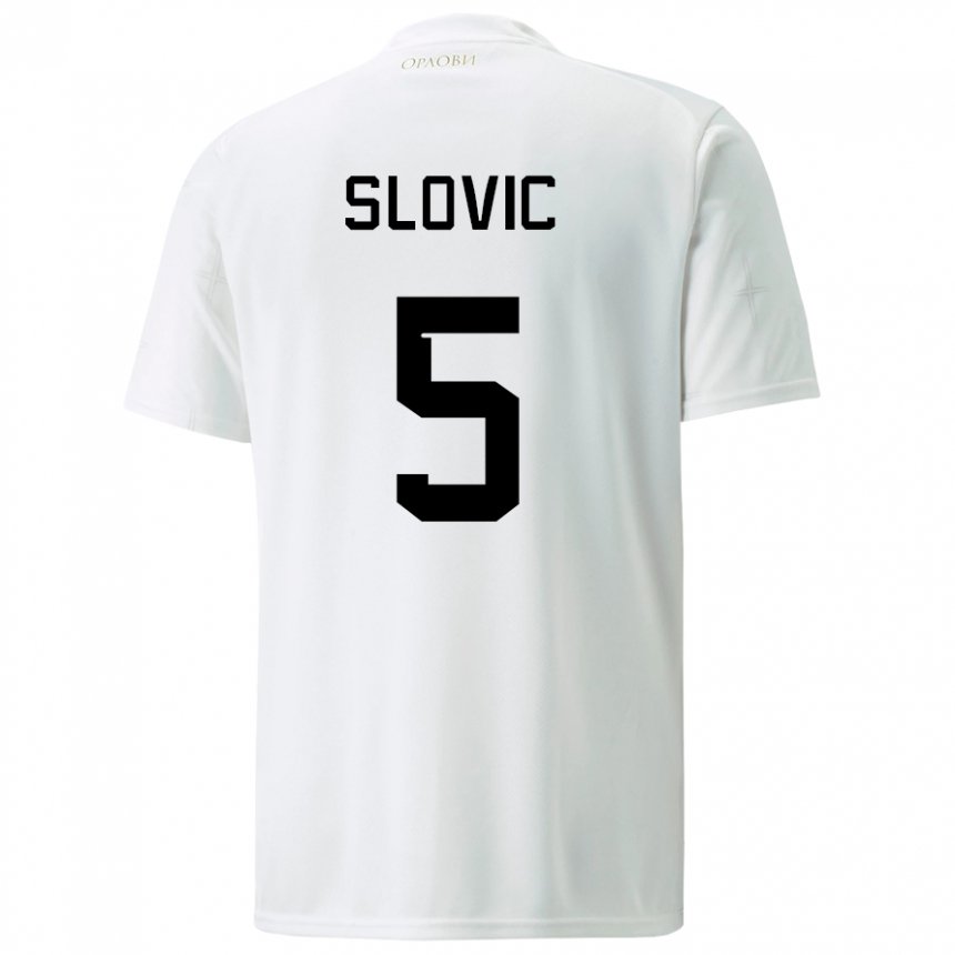Mujer Camiseta Serbia Violeta Slovic #5 Blanco 2ª Equipación 22-24 La Camisa