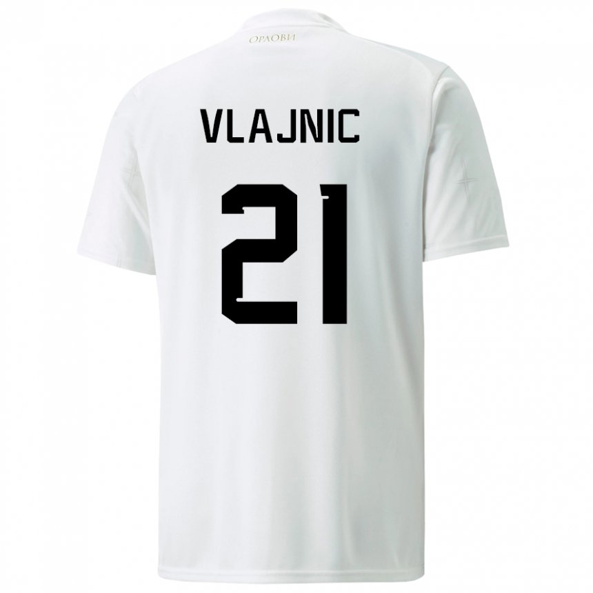 Mujer Camiseta Serbia Tyla Jay Vlajnic #21 Blanco 2ª Equipación 22-24 La Camisa