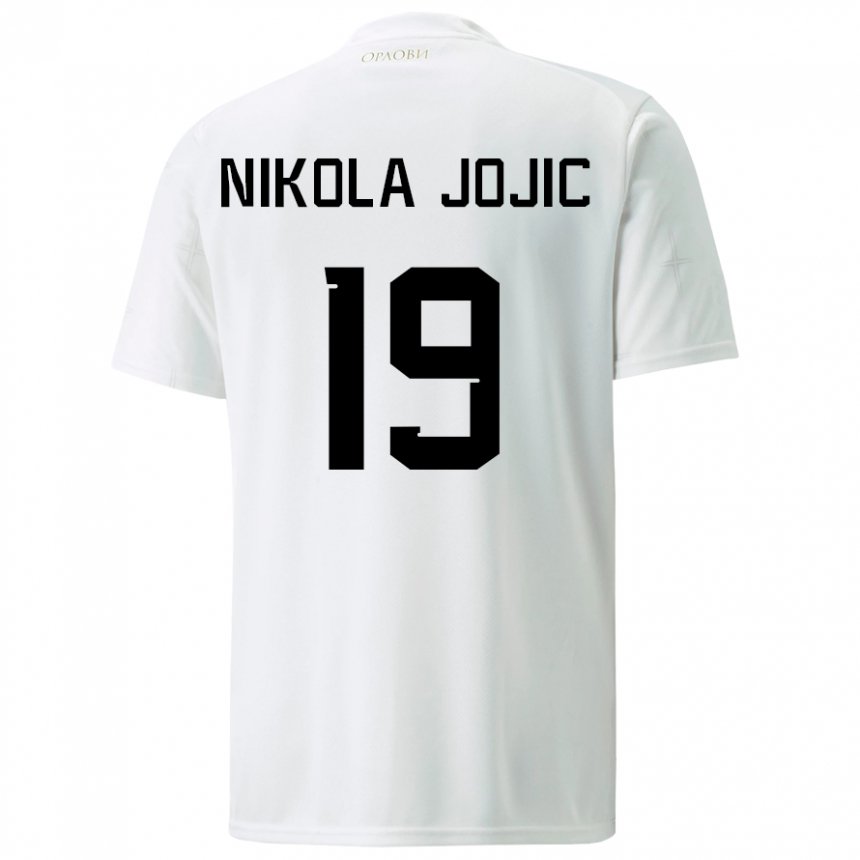 Mujer Camiseta Serbia Nikola Jojic #19 Blanco 2ª Equipación 22-24 La Camisa