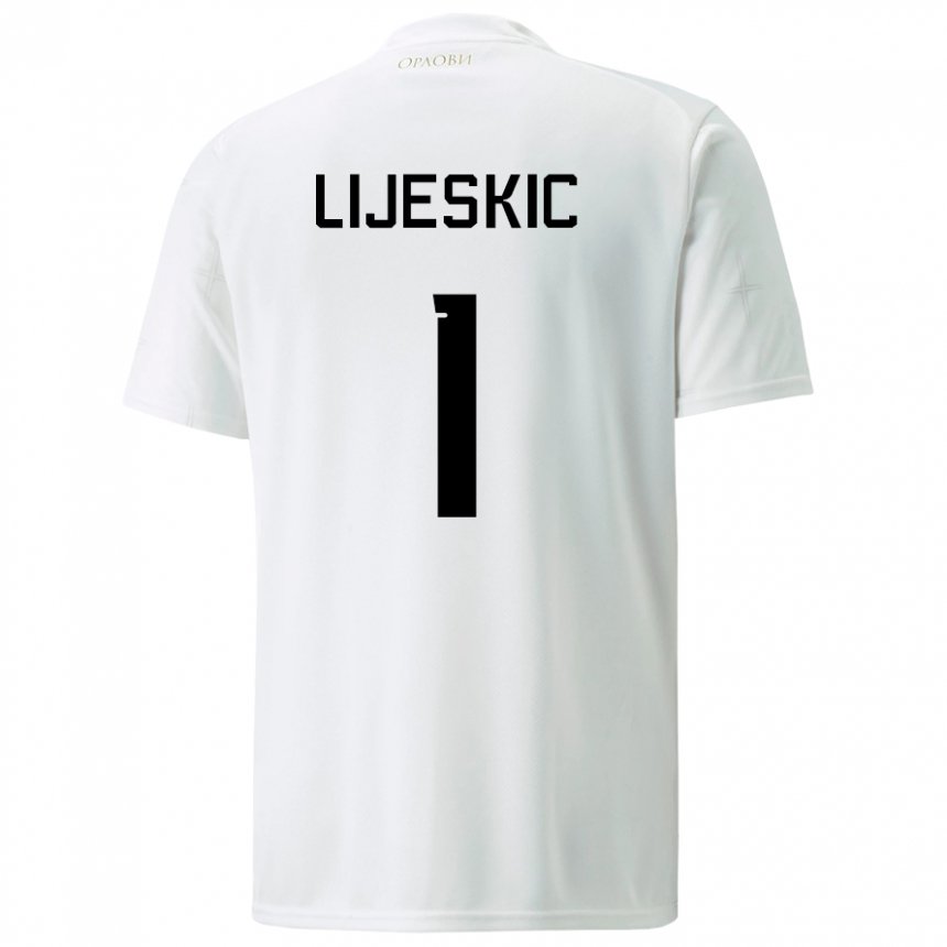 Mujer Camiseta Serbia Luka Lijeskic #1 Blanco 2ª Equipación 22-24 La Camisa