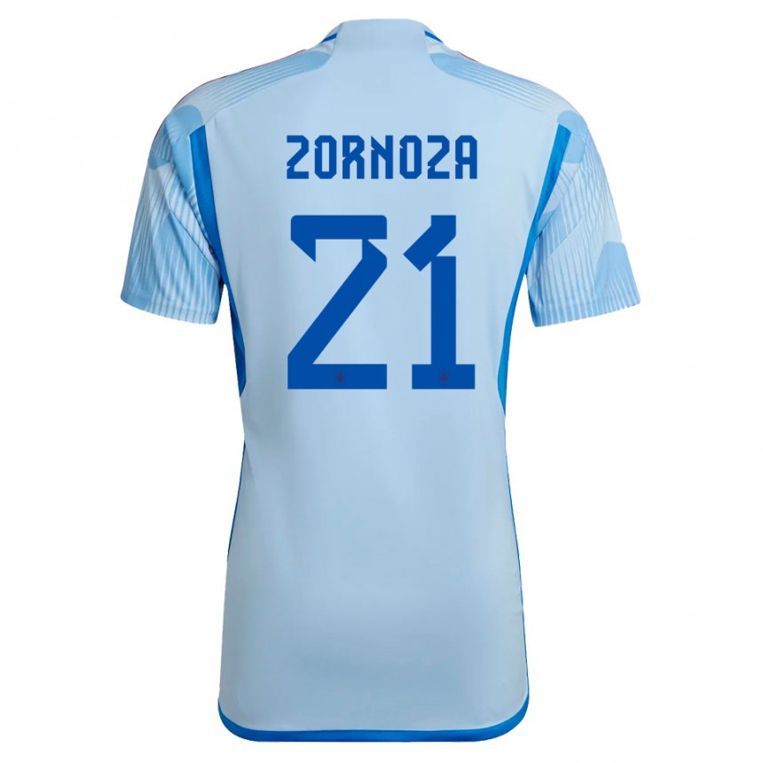 Mujer Camiseta España Claudia Zornoza #21 Cielo Azul 2ª Equipación 22-24 La Camisa