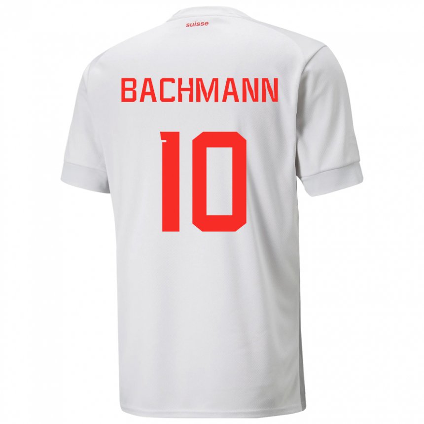 Mujer Camiseta Suiza Ramona Bachmann #10 Blanco 2ª Equipación 22-24 La Camisa