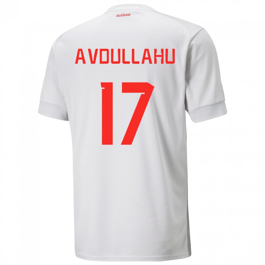 Mujer Camiseta Suiza Leon Avdullahu #17 Blanco 2ª Equipación 22-24 La Camisa