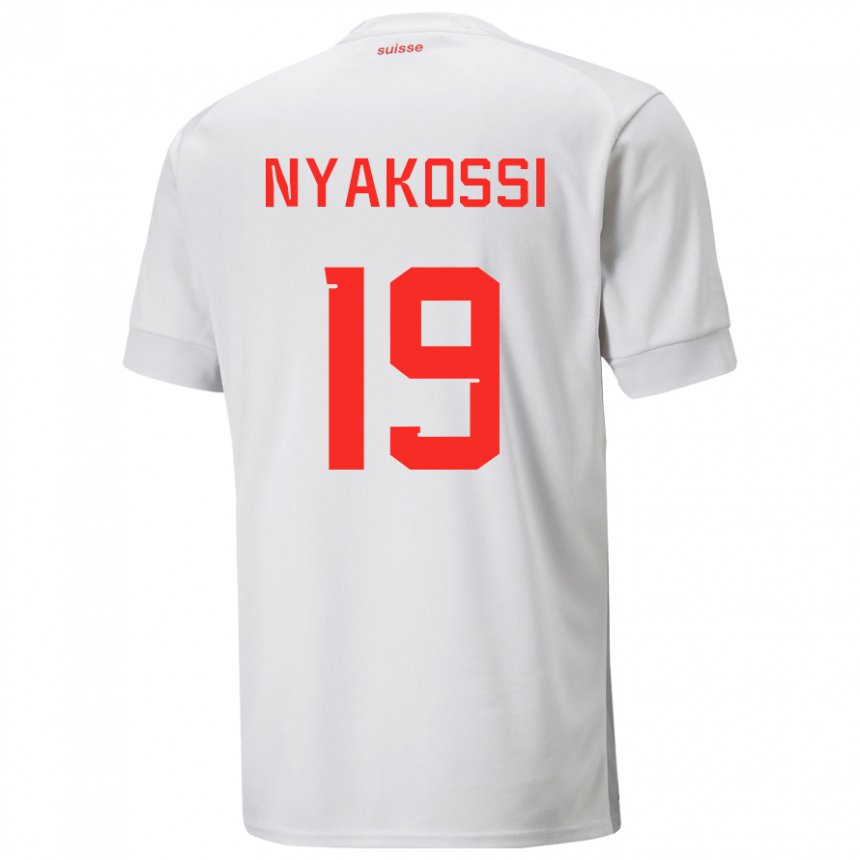 Mujer Camiseta Suiza Roggerio Nyakossi #19 Blanco 2ª Equipación 22-24 La Camisa