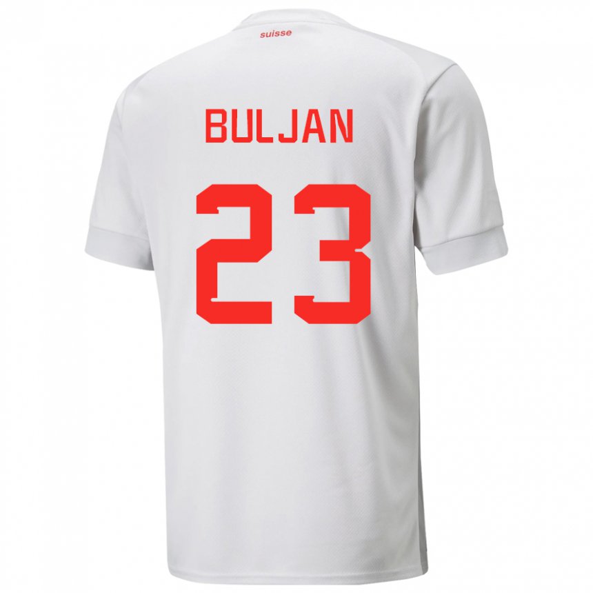 Mujer Camiseta Suiza Leo Buljan #23 Blanco 2ª Equipación 22-24 La Camisa