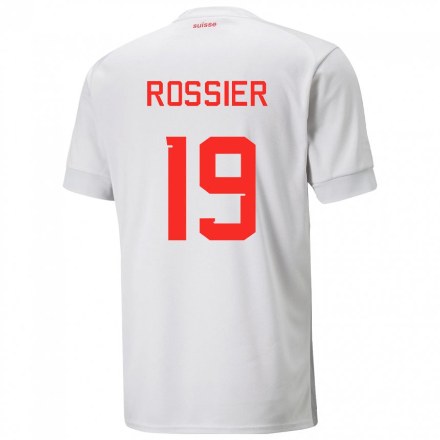 Mujer Camiseta Suiza Evan Rossier #19 Blanco 2ª Equipación 22-24 La Camisa