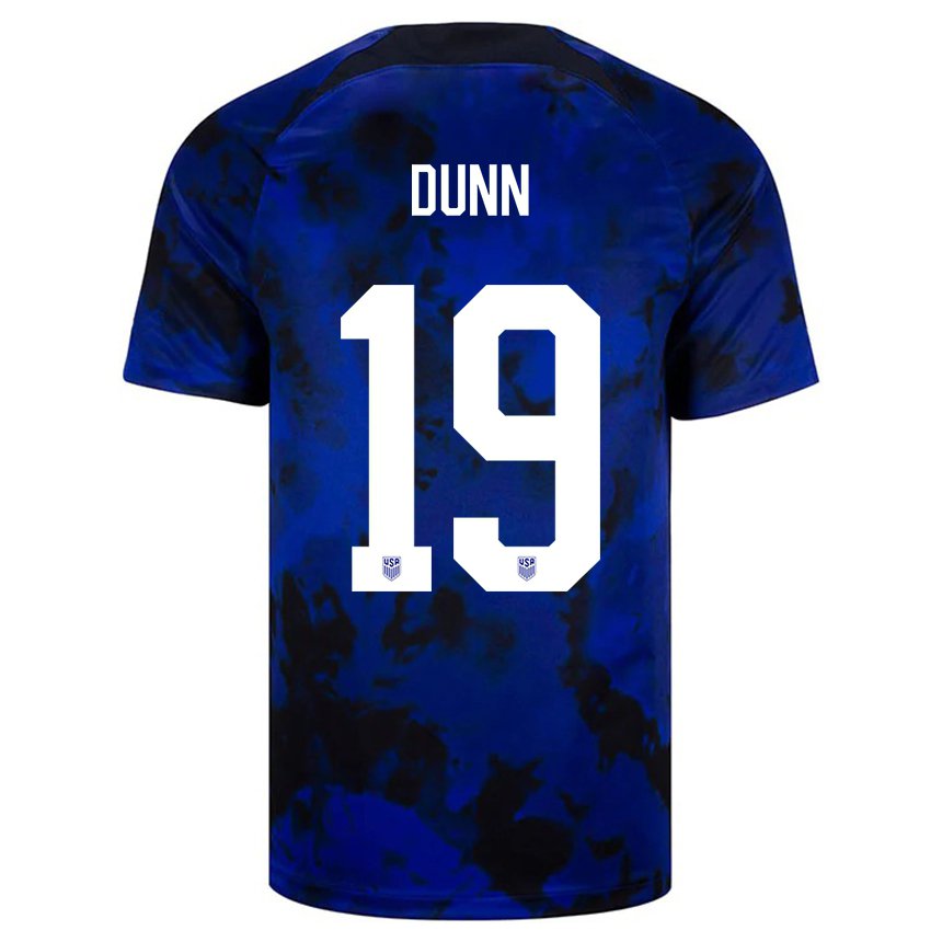 Mujer Camiseta Estados Unidos Crystal Dunn #19 Azul Real 2ª Equipación 22-24 La Camisa