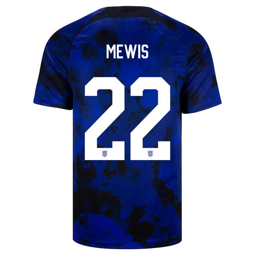 Mujer Camiseta Estados Unidos Kristie Mewis #22 Azul Real 2ª Equipación 22-24 La Camisa