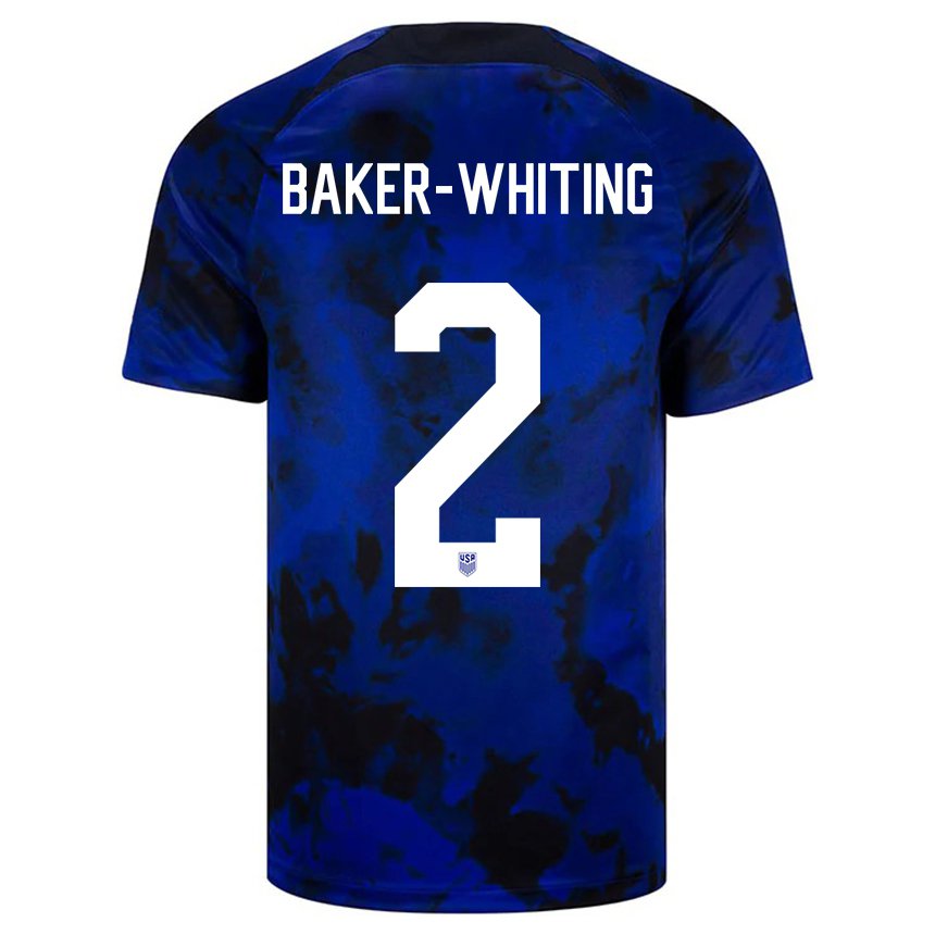 Mujer Camiseta Estados Unidos Reed Baker Whiting #2 Azul Real 2ª Equipación 22-24 La Camisa