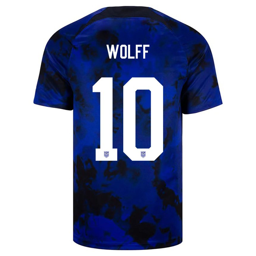 Mujer Camiseta Estados Unidos Owen Wolff #10 Azul Real 2ª Equipación 22-24 La Camisa
