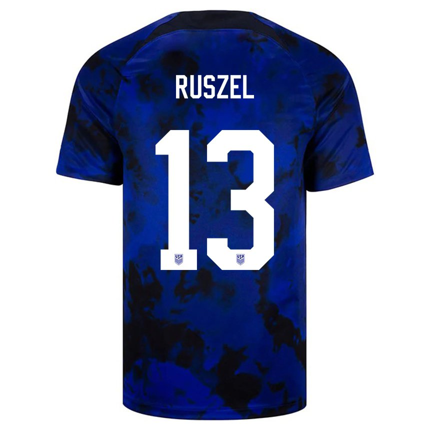 Mujer Camiseta Estados Unidos Marcel Ruszel #13 Azul Real 2ª Equipación 22-24 La Camisa