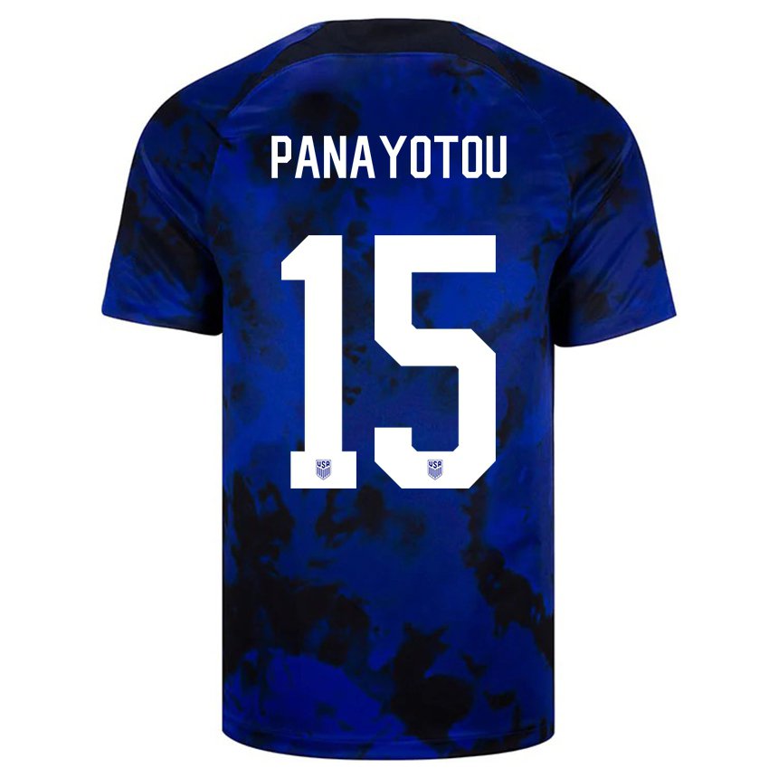 Mujer Camiseta Estados Unidos Jack Panayotou #15 Azul Real 2ª Equipación 22-24 La Camisa