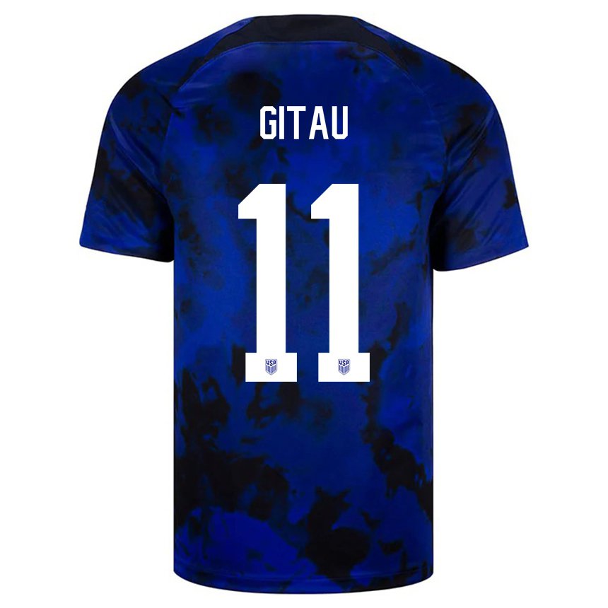 Mujer Camiseta Estados Unidos Andre Gitau #11 Azul Real 2ª Equipación 22-24 La Camisa