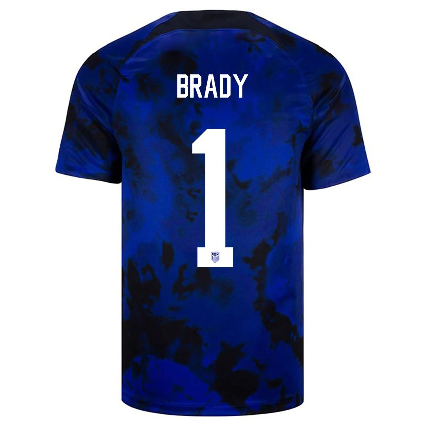 Mujer Camiseta Estados Unidos Chris Brady #1 Azul Real 2ª Equipación 22-24 La Camisa