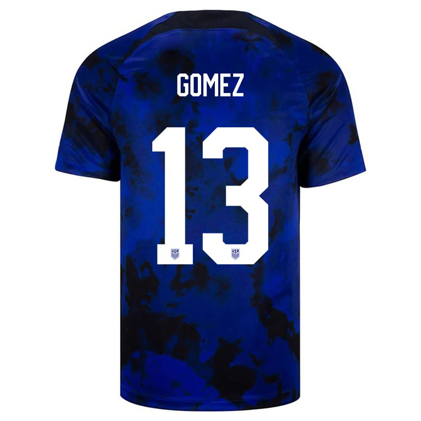 Mujer Camiseta Estados Unidos Jonathan Gomez #13 Azul Real 2ª Equipación 22-24 La Camisa
