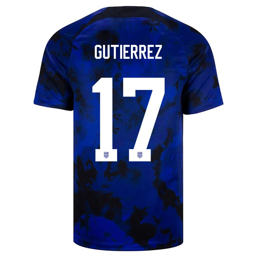 Mujer Camiseta Estados Unidos Brian Gutierrez #17 Azul Real 2ª Equipación 22-24 La Camisa