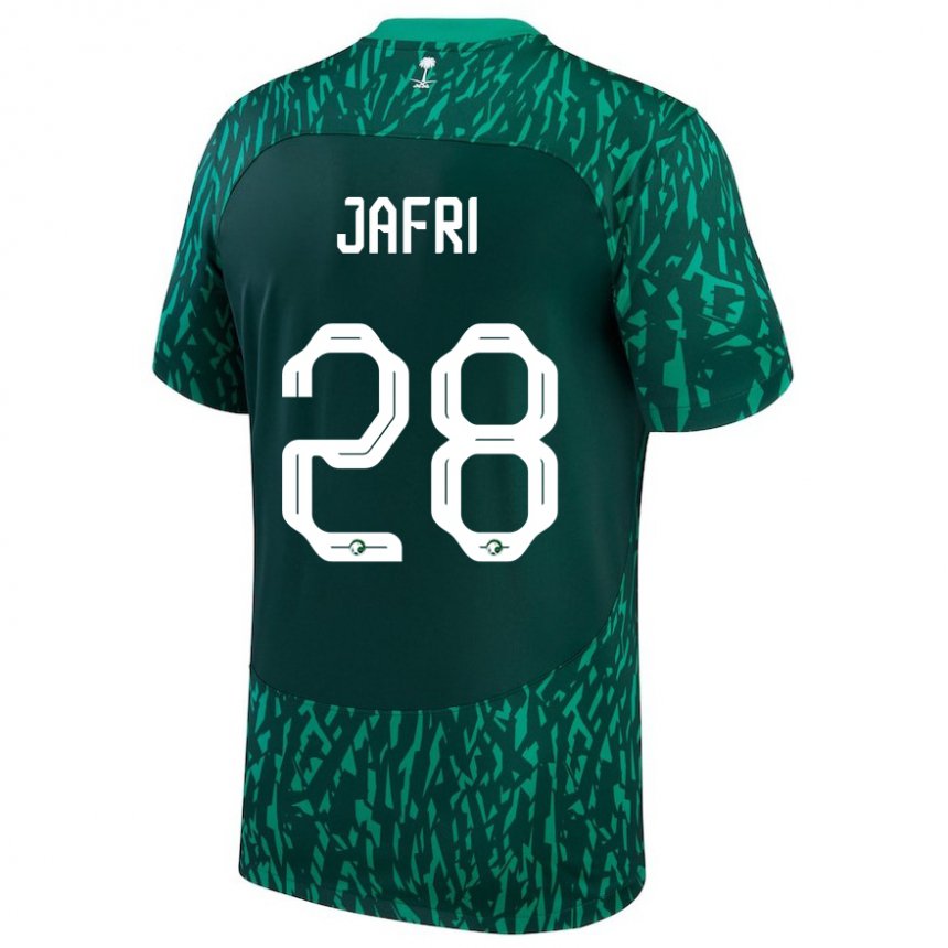 Mujer Camiseta Arabia Saudita Farah Jafri #28 Verde Oscuro 2ª Equipación 22-24 La Camisa