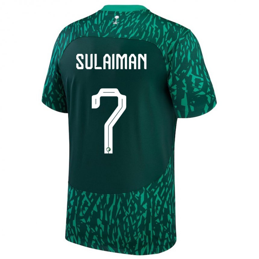 Mujer Camiseta Arabia Saudita Mohammed Sulaiman #7 Verde Oscuro 2ª Equipación 22-24 La Camisa