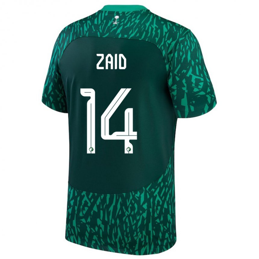 Mujer Camiseta Arabia Saudita Abdullah Zaid #14 Verde Oscuro 2ª Equipación 22-24 La Camisa