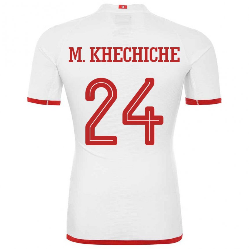 Mujer Camiseta Túnez Mohamed Amine Khechiche #24 Blanco 2ª Equipación 22-24 La Camisa