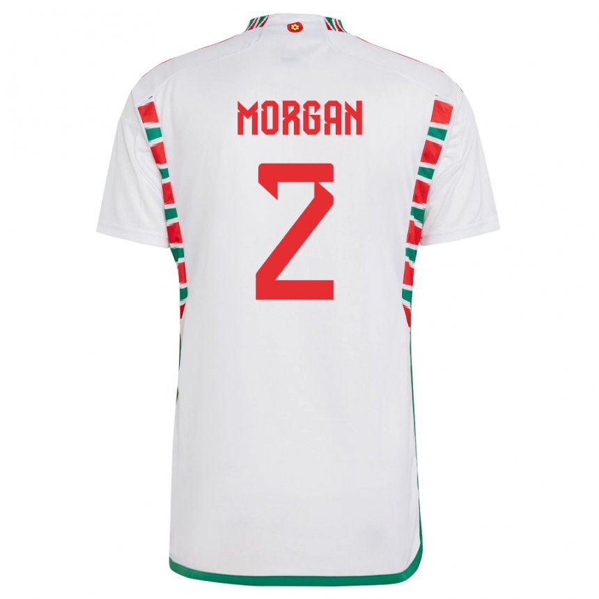 Mujer Camiseta Gales Ffion Morgan #2 Blanco 2ª Equipación 22-24 La Camisa