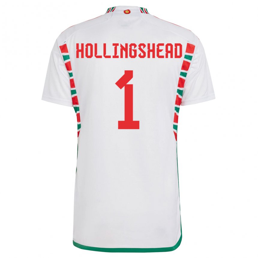 Mujer Camiseta Gales Ronnie Hollingshead #1 Blanco 2ª Equipación 22-24 La Camisa