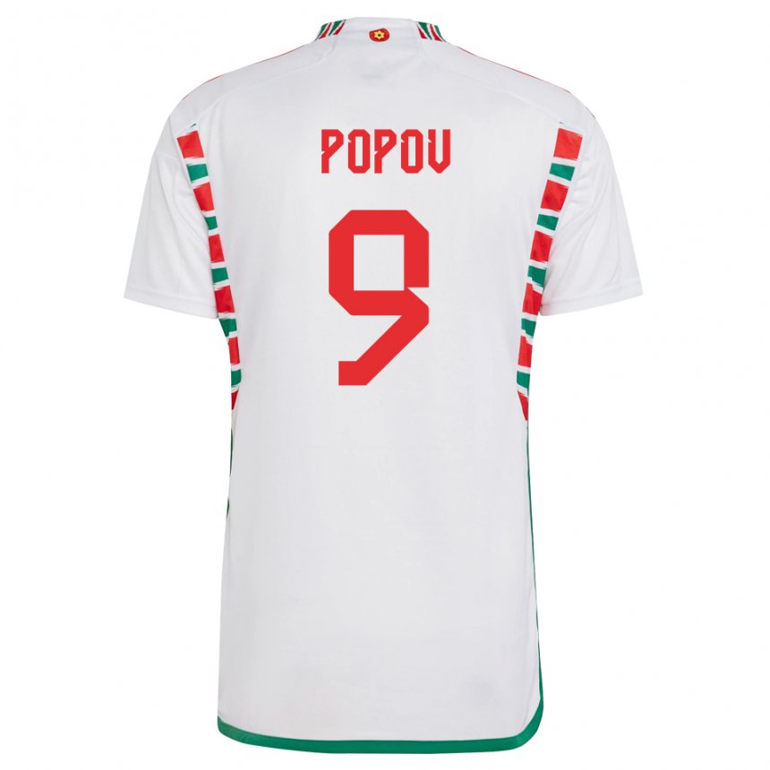 Mujer Camiseta Gales Christopher Popov #9 Blanco 2ª Equipación 22-24 La Camisa