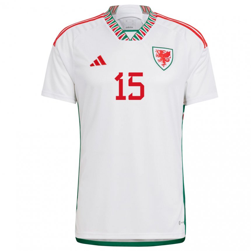 Mujer Camiseta Gales Justin Hanks #15 Blanco 2ª Equipación 22-24 La Camisa
