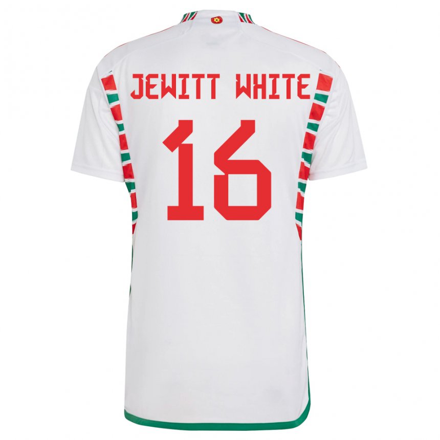 Mujer Camiseta Gales Harry Jewitt White #16 Blanco 2ª Equipación 22-24 La Camisa