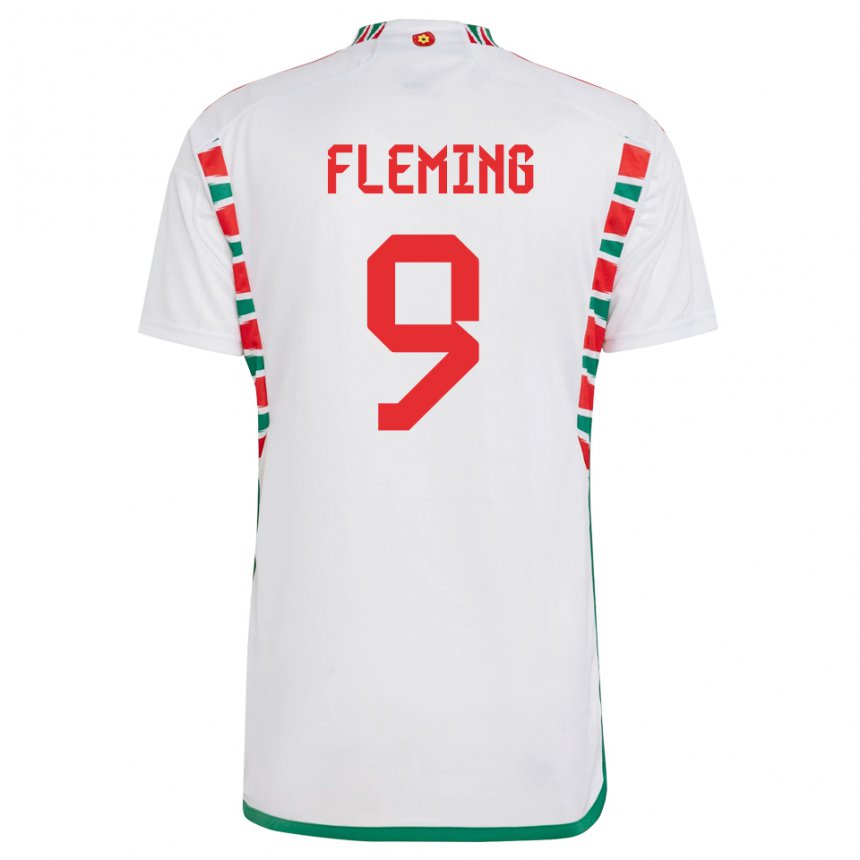 Mujer Camiseta Gales Cole Fleming #9 Blanco 2ª Equipación 22-24 La Camisa