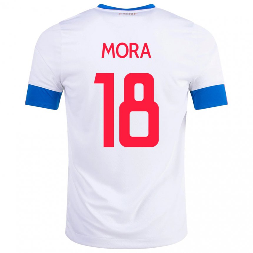 Mujer Camiseta Costa Rica Bayron Mora #18 Blanco 2ª Equipación 22-24 La Camisa