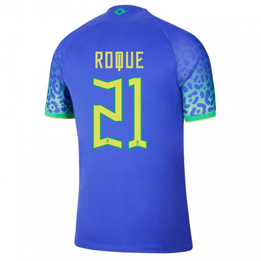 Mujer Camiseta Brasil Vitor Roque #21 Azul 2ª Equipación 22-24 La Camisa