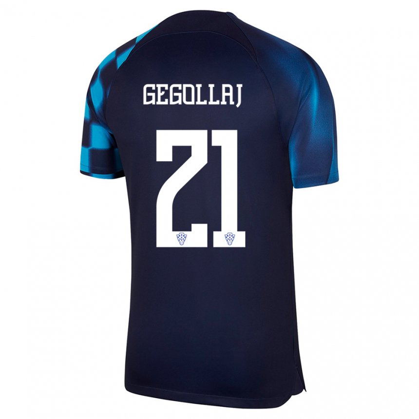 Mujer Camiseta Croacia Fatjesa Gegollaj #21 Azul Oscuro 2ª Equipación 22-24 La Camisa