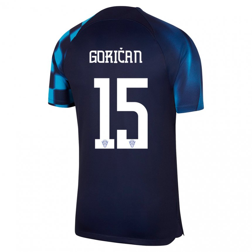 Mujer Camiseta Croacia Silvio Gorican #15 Azul Oscuro 2ª Equipación 22-24 La Camisa