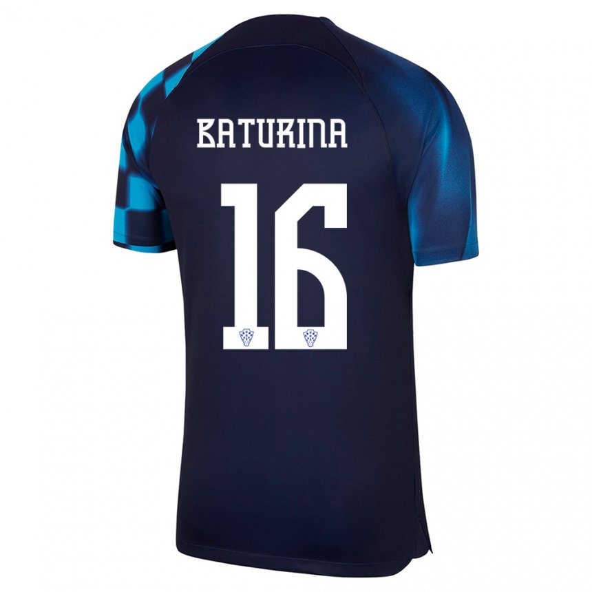 Mujer Camiseta Croacia Martin Baturina #16 Azul Oscuro 2ª Equipación 22-24 La Camisa