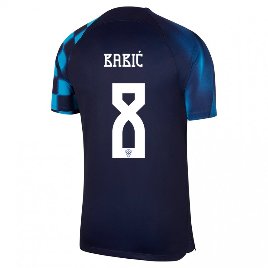 Mujer Camiseta Croacia Andro Babic #8 Azul Oscuro 2ª Equipación 22-24 La Camisa
