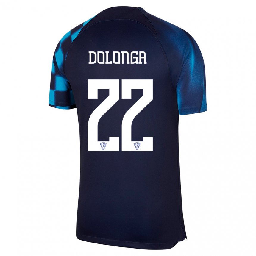 Mujer Camiseta Croacia Niko Dolonga #22 Azul Oscuro 2ª Equipación 22-24 La Camisa