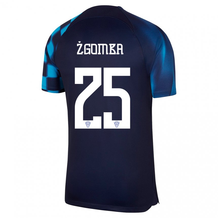 Mujer Camiseta Croacia Marin Zgomba #25 Azul Oscuro 2ª Equipación 22-24 La Camisa
