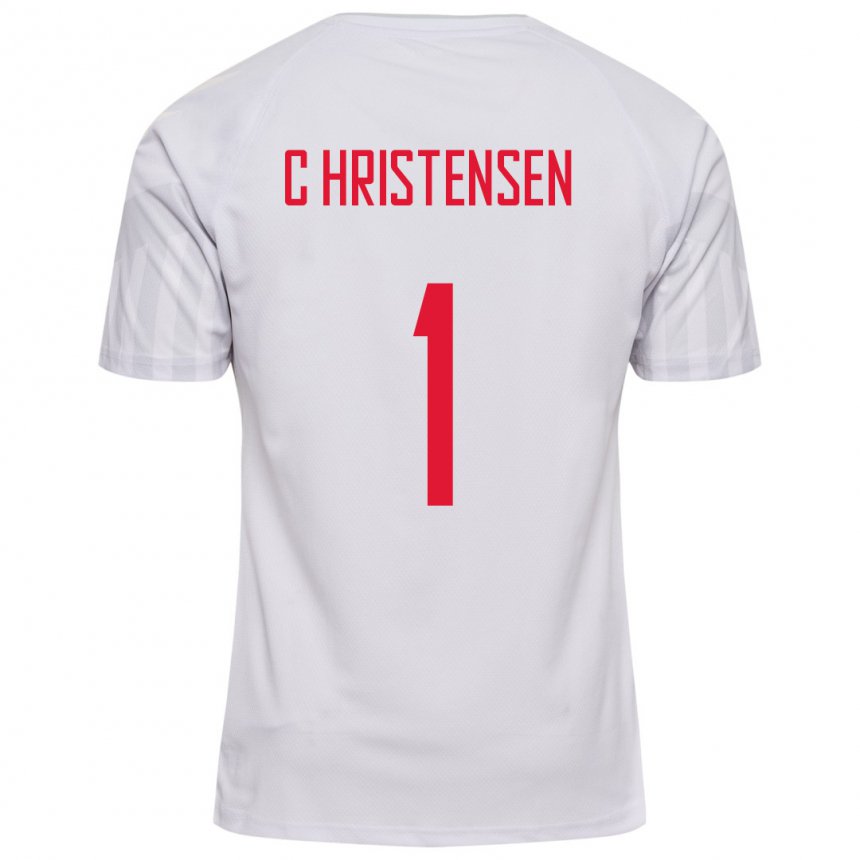 Mujer Camiseta Dinamarca Lene Christensen #1 Blanco 2ª Equipación 22-24 La Camisa