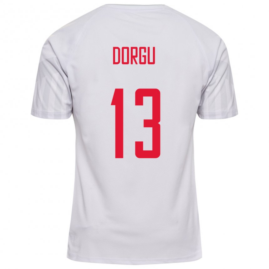 Mujer Camiseta Dinamarca Patrick Dorgu #13 Blanco 2ª Equipación 22-24 La Camisa