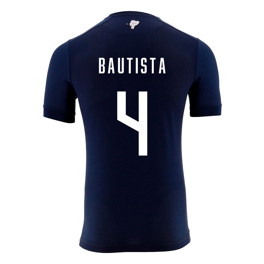 Mujer Camiseta Ecuador Davis Bautista #4 Azul Marino 2ª Equipación 22-24 La Camisa