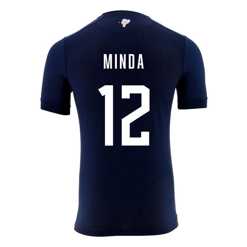 Mujer Camiseta Ecuador Ethan Minda #12 Azul Marino 2ª Equipación 22-24 La Camisa