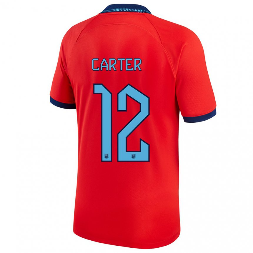 Mujer Camiseta Inglaterra Jess Carter #12 Rojo 2ª Equipación 22-24 La Camisa
