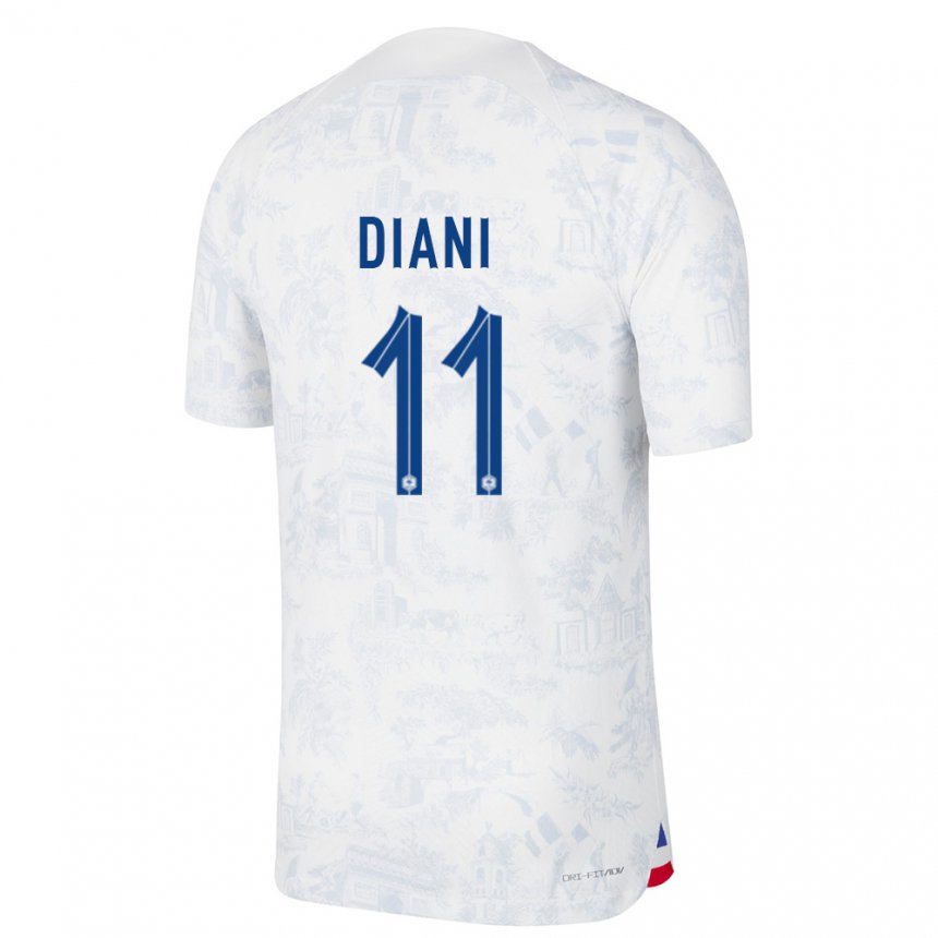 Mujer Camiseta Francia Kadidiatou Diani #11 Blanco Azul 2ª Equipación 22-24 La Camisa