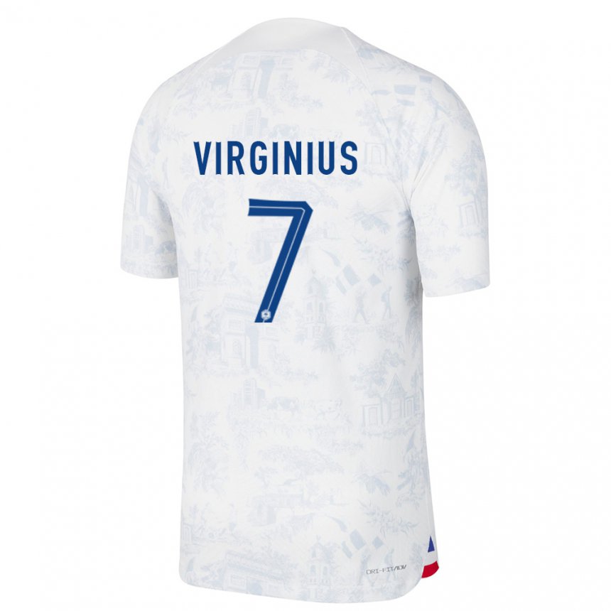 Mujer Camiseta Francia Alan Virginius #7 Blanco Azul 2ª Equipación 22-24 La Camisa