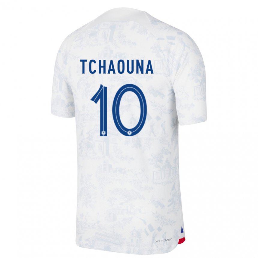 Mujer Camiseta Francia Loum Tchaouna #10 Blanco Azul 2ª Equipación 22-24 La Camisa