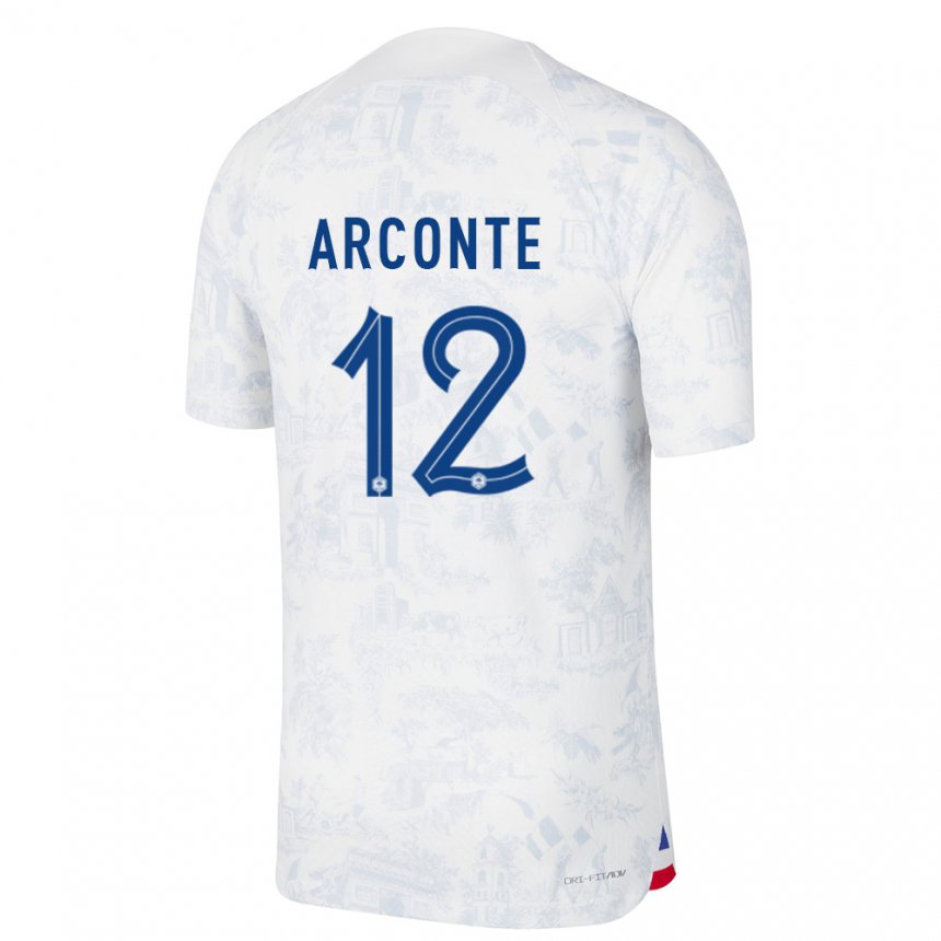 Mujer Camiseta Francia Tairyk Arconte #12 Blanco Azul 2ª Equipación 22-24 La Camisa