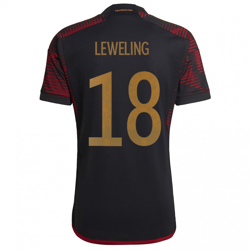Mujer Camiseta Alemania Jamie Leweling #18 Granate Negro 2ª Equipación 22-24 La Camisa