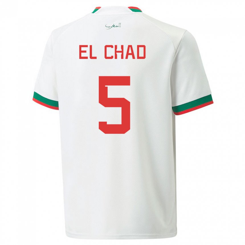 Mujer Camiseta Marruecos Nesryne El Chad #5 Blanco 2ª Equipación 22-24 La Camisa