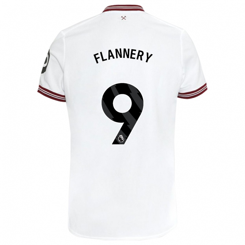 Niño Camiseta Keira Flannery #9 Blanco 2ª Equipación 2023/24 La Camisa